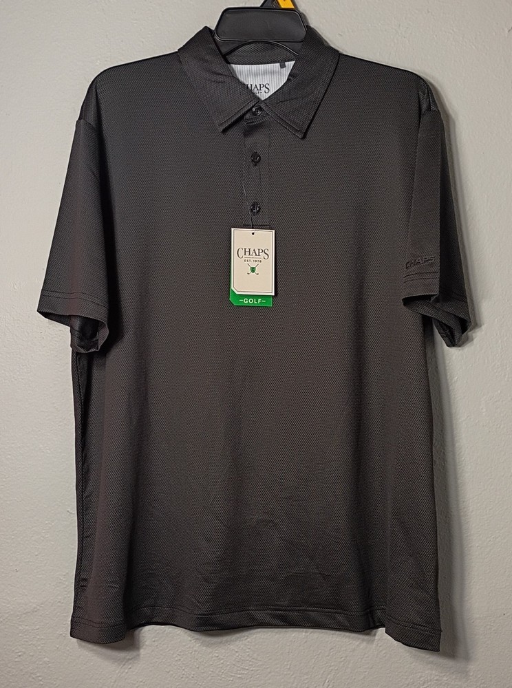 Chaps Golf Polo Shirt Men’s Large Black Onyx Dri Wear Breathable Stretch Light