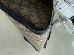Gucci GG Padlock Medium Top Handle Bag Beige Black Gold Lock Chain Strap