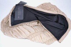 New Burberry Prorsum $1,495 Mink Beige Silk Ruched Plisse Runway Skirt 8 42