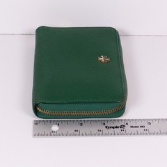 Tory Burch Green Zip Around Womens Wallet Card Slots Coin Pocket Saffiano READ