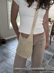 Y2K Chateau Cream Crochet Knit Crossbody Bag Boho Festival Shoulder Purse
