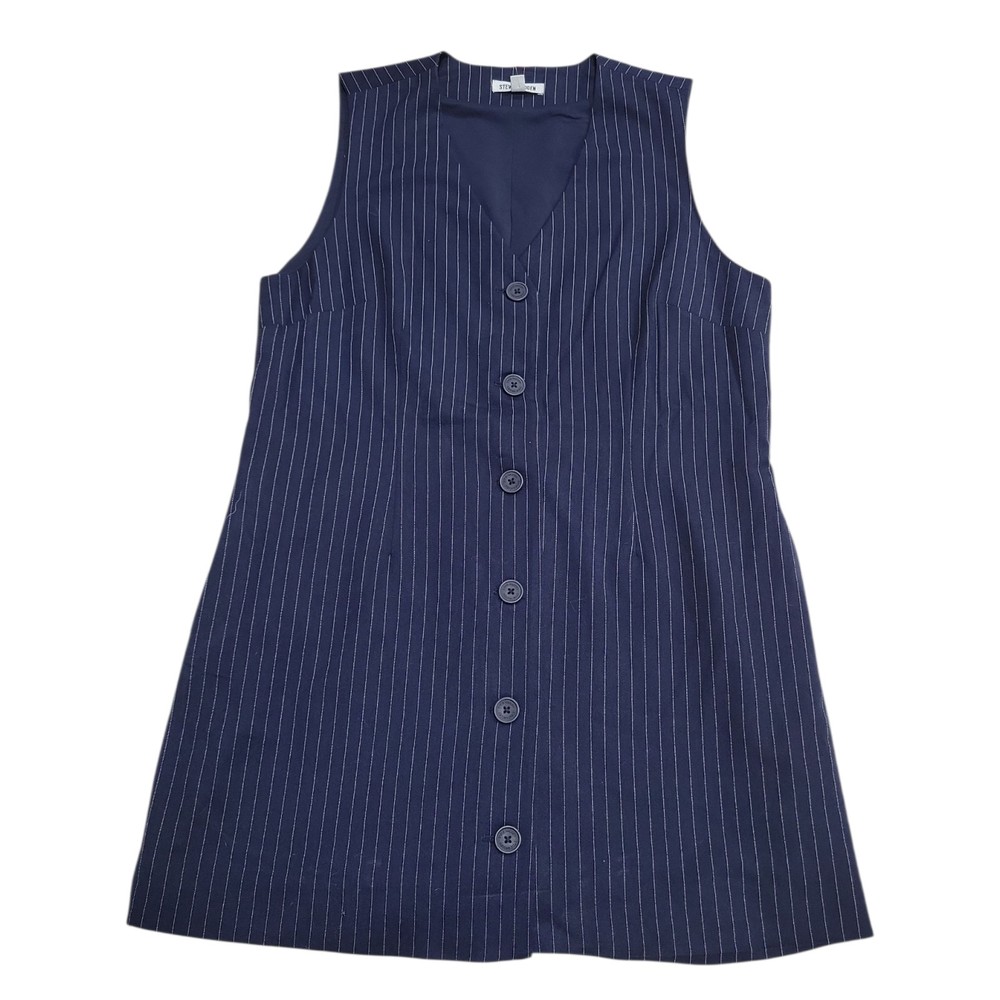 Steve Madden Women’s Machine Washable Pinstripe Sleeveless Mini Dress