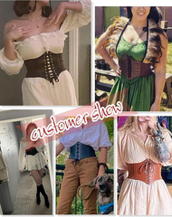 Lace-Up Waspie Corset Belts for Women Elastic Waist Belt Tied Retro Wide Belt