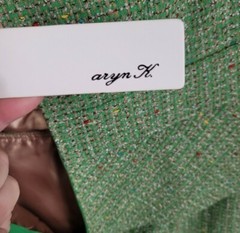 NWT Aryan K. Strapless Green Tweed Dress Size Small