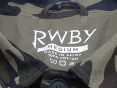 Vtg RWBY Anime Camo Jacket Green Cotton Canvas Button Down Patches Medium RARE