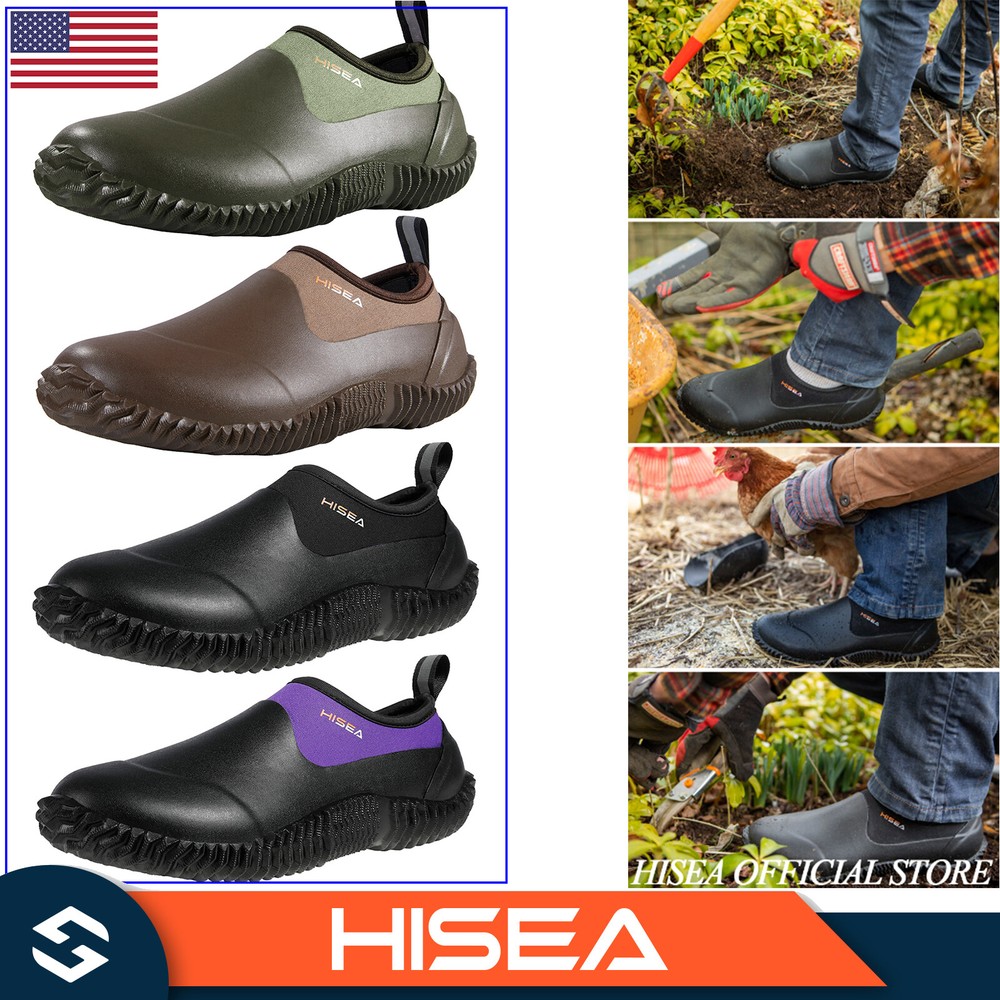 HISEA Unisex Garden Shoes Neoprene Rubber Ankle Rain Boot Outdoot Mud Chore Work