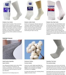 3-12 Pairs Health Circulatory Crew Cotton Diabetic Socks White 9-11 10-13 13-15