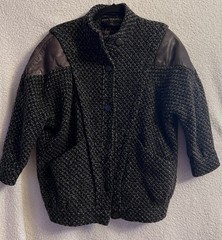 Vintage 80’s David Benjamin Collection Tweed Leather Coat Bracelet Sleeves Sz 8