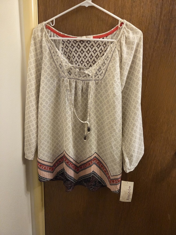 Rewind Juniors Large L Blouse Top Shirt New