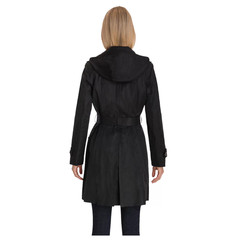 NWT London Fog Women’s Size M Black Double Breasted Mid-Length Trench Coat