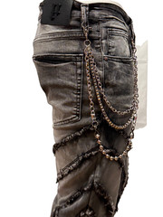 New! Bleeker Bleeker Distressed Pocketed Jeans w edge Blk Wash Stacked Denim