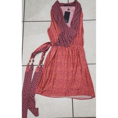 Vix Paula Hermanny Silk Blend Paisley Mini Dress Orange Purple Small New