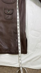 Vintage Brown Real Leather Military Shirt JacketEpaulettes Multi Pocket