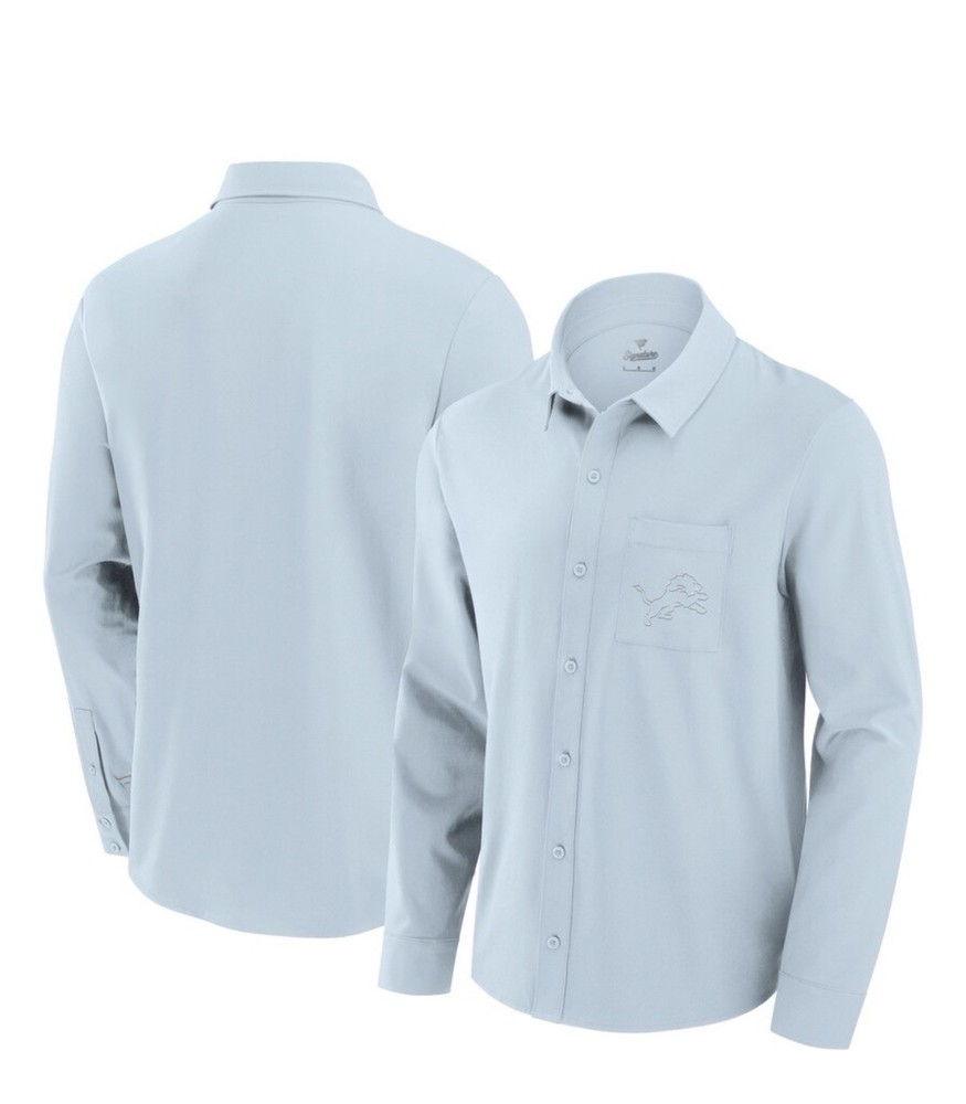 Detroit Lions Fanatics Front Office Long Sleeve Button-Up Shirt – Light Blue 2XL