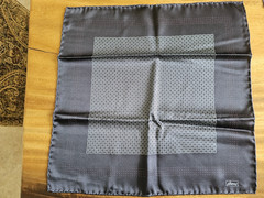 Brioni Silk Pocket Square Black and White Medallion Made in Italy Luxury
