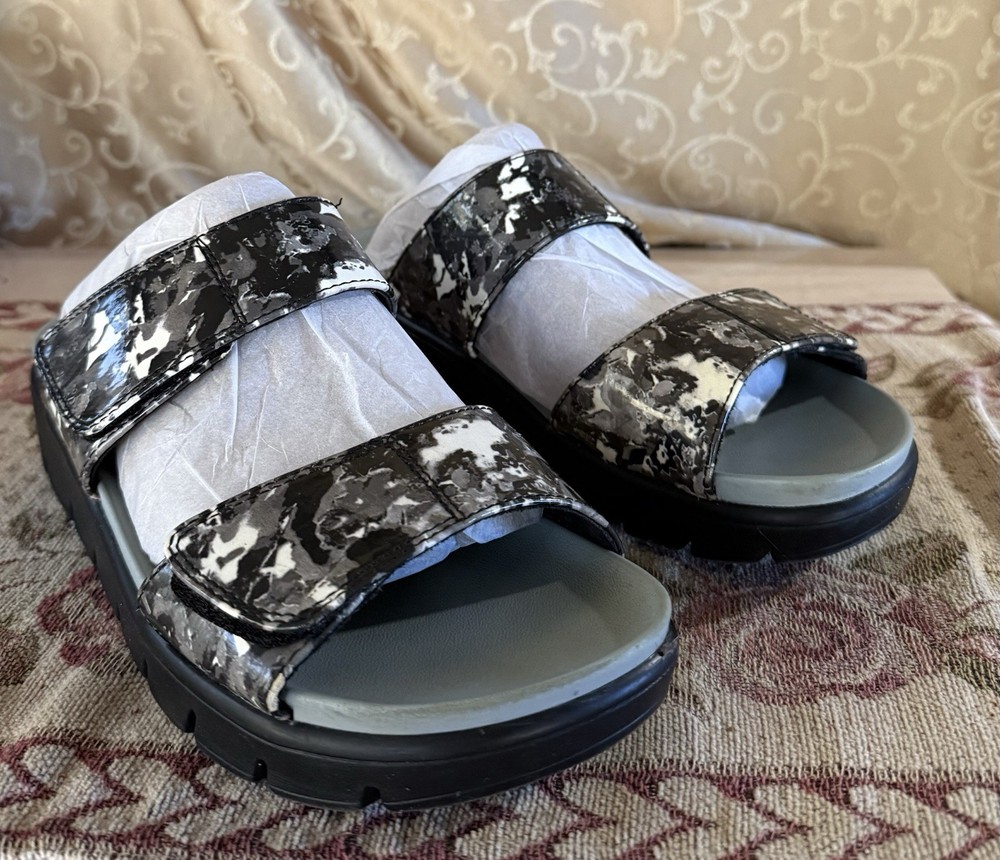 NIB Alegria Rubie Collage Greys Hook & Loop Closure Vegan Leather Sandals Size 9