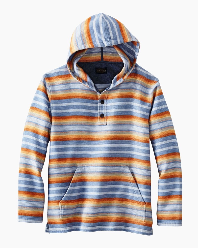 PENDLETON MEN’S LARGE PULLOVER DOUBLESOFT STRIPED SURF HOODIE SWEATER NEW SALE!