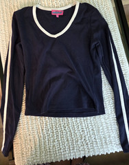 Edikted dark blue Vneck shirt with cute sleeve stripe-size s-fitted-so cute!!e