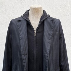 Men’s House Hause of Howe Black & Blue Striped Hoodie Blazer Jacket Size 40