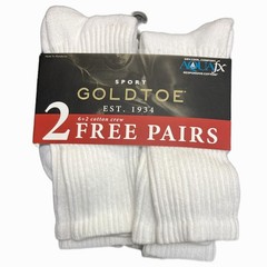 Gold Toe Sport Cotton Crew Socks 8 Pack White AquaFX Cushioned Men’s Size 6-12.5