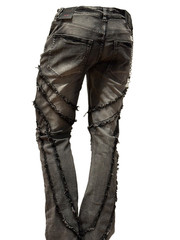 New! Bleeker Bleeker Distressed Pocketed Jeans w edge Blk Wash Stacked Denim