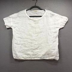 Eileen Fisher T-Shirt Top Womens Small White Organic Linen Beachy Coastal Summer