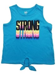 Justice Girls Blue Black & Neon Strong Sleeveless Shirt Tank Top