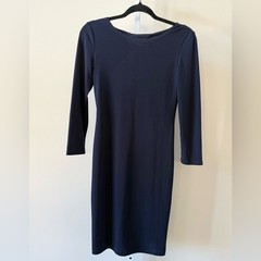 Alice + Olivia Navy Long Sleeve Sheath Dress Size 2 Classic Chic