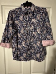 Women’s Chaps Floral Print “No-Iron” Button Down, Large Button Down Shirt