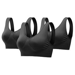 Sport Bras Seamless Wire-Free Light Support Tank Sports Yoga Sleep Bra 3 Pack US