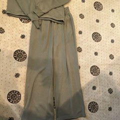 Varley Betsy Sweatshirt S + Wide-Leg Pants XS 2pc Set Green Mock Neck
