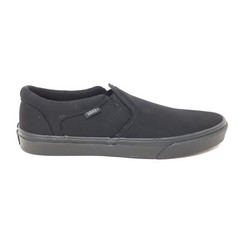 Vans Asher Slip On Low Classic All Black Canvas Skate Shoe Sneaker Mens Size NEW