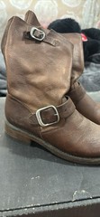 Frye Women’s Brown Leather Mid-Calf Biker Boots Buckle Round Toe 5.5B