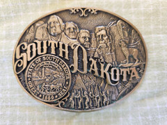 State Seal SOUTH DAKOTA Belt Buckle Solid Brass MOUNT RUSHMORE