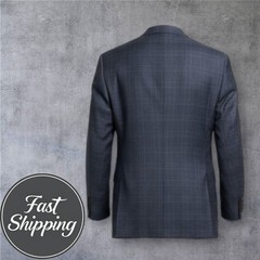 JOSEPH ABBOUD Men Double Breasted Blazer Sport Coat Jacket 38 Gray Italian Wool