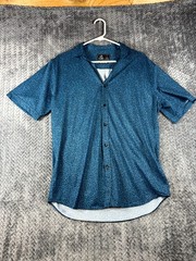 Rugby University Shirt Mens Medium Navy Floral Stretch Short Sleeve Button Up