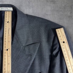 JOSEPH ABBOUD Men Double Breasted Blazer Sport Coat Jacket 38 Gray Italian Wool