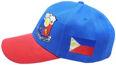 Philippines Country Letters Emblem Royal Blue Red Bill 3-D Embroidered Cap Hat