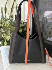Michael Kors Black With Brown Handle Trim Medium Shoulder Bag