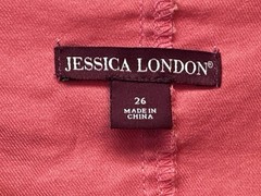 Jessica London Jacket Womens 26 Pink Cotton Blend Canvas Faux Leather Trim Zip
