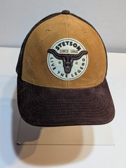 Stetson Corduroy Hat Brown Tan Longhorn Patch Snapback Western Live The Legend