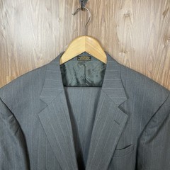 Towncraft 2 Piece Suit Mens 46R 40×29 Gray Striped Polyester Worsted Wool Pants