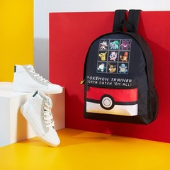Pokemon Backpack for Kids Teens Boys Girls Pikachu 16.1x13x4.7inch, Black/Red