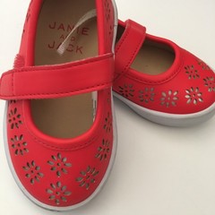 Janie and Jack Girls’ Red Mary Jane Sneakers Size 4 Hook Loop Closure
