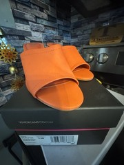 Vince Camuto Women’s Orange Leather Solid Slip-On Slide Sandals US 5.5 M
