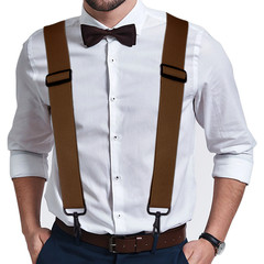 Buyless Fashion Suspenders – 48′ Elastic Adjustable 2′ Wide – X Back Black Hooks