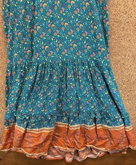 R.Vivimos Floral V Neck Short Sleeve Ruffle Hem Maxi Dress Blue SZ Large 12/14