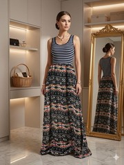 WALL FLOWER geo print racerback maxi dress, size XL