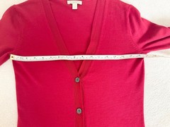 Burberry womens red cardigan S p Burberry logo 100% merino wool Uk 8 hardly worn