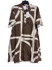 NWT Noeline Brown Tan Printed‎ Shirt Dress